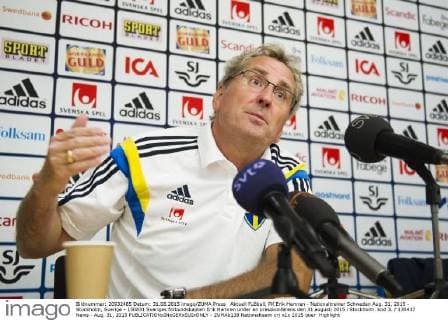 Aktuell Fußball, PK Erik Hamren - Nationaltrainer Schweden Aug. 31, 2015 - Stockholm, Sverige - 150831 Sveriges förbundskapten Erik Hamren under en presskonferens den 31 augusti 2015 i Stockholm. kod JL 135437 News - Aug. 31, 2015  - ZUMAb138