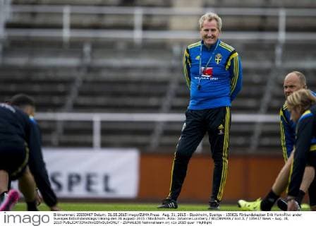 Aug. 31, 2015 - Stockholm, Sverige - 150831 Förbundskapten Erik HamrÅ½n under Sveriges fotbollslandslags träning den 31 augusti 2015 i Stockholm..Foto: Johanna Lundberg BILDBYRAN kod JL 135437 News - Aug. 31, 2015  - ZUMAb138