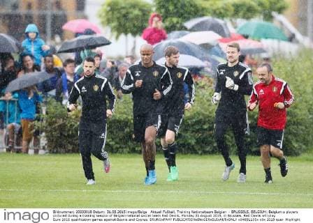 Aktuell Fußball, Training Nationalteam Belgien - BRUSSELS, BELGIUM: Belgium s players pictured during a training session of Belgian national soccer team Red Devils, Monday 31 August 2015, in Brussels. Red Devils will play Euro 2016 qualification games against Bosnia and Cyprus. BRUNOxFAHY  x04691105x