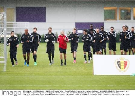 Aktuell Fußball, Training Nationalteam Belgien - BRUSSELS, BELGIUM: Belgium s players pictured during a training session of Belgian national soccer team Red Devils, Monday 31 August 2015, in Brussels. Red Devils will play Euro 2016 qualification games against Bosnia and Cyprus. BRUNOxFAHY  x04691112x