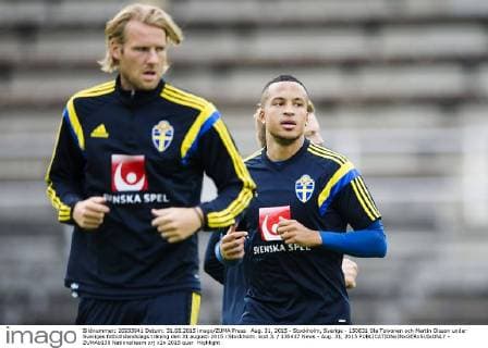 Aug. 31, 2015 - Stockholm, Sverige - 150831 Ola Toivonen och Martin Olsson under Sveriges fotbollslandslags träning den 31 augusti 2015 i Stockholm. kod JL 135437 News - Aug. 31, 2015  - ZUMAb138