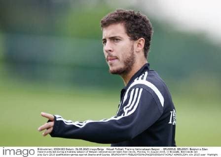 Aktuell Fußball, Training Nationalteam Belgien - BRUSSELS, BELGIUM: Belgium s Eden Hazard pictured during a training session of Belgian national soccer team Red Devils, Monday 31 August 2015, in Brussels. Red Devils will play Euro 2016 qualification games against Bosnia and Cyprus. BRUNOxFAHY  x04691334x
