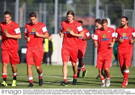 Aktuell Fußball, Training Nationalteam Österreich SOCCER - UEFA EURO EM Europameisterschaft Fussball 2016 quali, training AUT VIENNA,AUSTRIA,31.AUG.15 - SOCCER - UEFA European Championship EM Europameisterschaft 2016, European Qualifiers, training AUT. Image shows Kevin Wimmer, Stefan Ilsanker, Sebastian Proedl, Florian Klein and Martin Harnik (AUT). GEPAxpictures xChristianxOrt