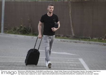 Aktuell Fußball, Zusammenkunft Nationalteam Spanien Manchester United ManU s goalkeeper David De Gea of Spain arrives at Soccer City training facility for a Spanish soccer team concentration meeting in Las Rozas, near Madrid, Spain. September 01, 2015.  (20150901072)