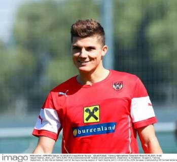 Aktuell Fußball, Training Nationalteam Österreich Wien 01.09.2015, Ernst Happel Stadion, Wien, AUT, UEFA EURO EM Europameisterschaft Fussball 2016 Qualifikation, Oesterreich vs Moldawien, Gruppe G, Training Oesterreich, im Bild Marcel Sabitzer (AUT) during a training session of Team Austria (AUT) in front of the UEFA European Championship EM Europameisterschaft Qualifier Match between Austria (AUT) and Moldova (MDA) at the Ernst Happel Stadion, Vienna, Austria on 2015 09 01. EX_PUC