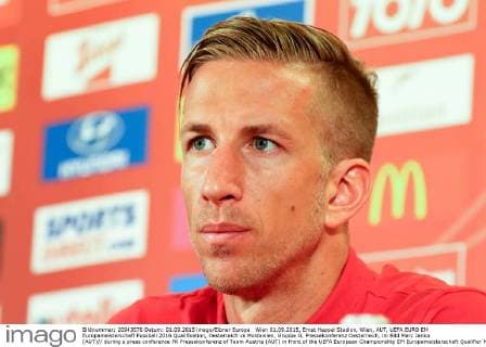 Wien 01.09.2015, Ernst Happel Stadion, Wien, AUT, UEFA EURO EM Europameisterschaft Fussball 2016 Qualifikation, Oesterreich vs Moldawien, Gruppe G, Pressekonferenz Oesterreich, im Bild Marc Janko (AUT) during a press conference PK Pressekonferenz of Team Austria (AUT) in front of the UEFA European Championship EM Europameisterschaft Qualifier Match between Austria (AUT) and Moldova (MDA) at the Ernst Happel Stadion, Vienna, Austria on 2015 09 01. EX_PUC