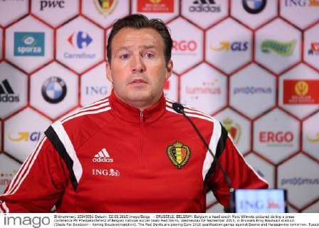 - BRUSSELS, BELGIUM: Belgium s head coach Marc Wilmots pictured during a press conference PK Pressekonferenz of Belgian national soccer team Red Devils, Wednesday 02 September 2015, in Brussels King Baudouin stadium (Stade Roi Baudouin - Koning Boudewijnsatdion). The Red Devils are playing Euro 2016 qualification games against Bosnia and Herzegovina tomorrow. Tuesday BRUNOxFAHY  x04692238x