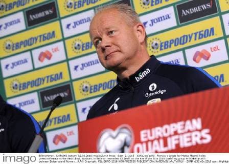 Sept. 2, 2015 - Sofia, Bulgaria - Norway s coach Per Matias Hogmo holds pressconference at the Vasil LEvski stadium..in Sofia on nevember 02.2015..on the eve of the Euro 2016 qualifying group H football match between Bulgaria and Norway...Ã‚Â© Copyright: FBL-EURO-2016-NOR-PRESSER  - ZUMAn230