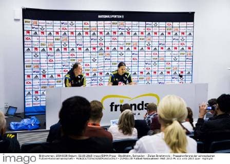 Stockholm, Schweden - Zlatan Ibrahimovic - Pressekonferenz der schwedischen Fußball-Nationalmannschaft -  - ZUMAb138