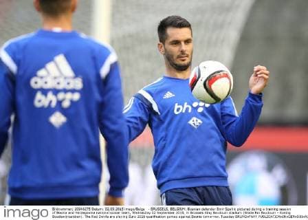 - BRUSSELS, BELGIUM: Bosnian defender Emir Spahic pictured during a training session of Bosnia and Herzegovina national soccer team, Wednesday 02 September 2015, in Brussels King Baudouin stadium (Stade Roi Baudouin - Koning Boudewijnsatdion). The Red Devils are playing Euro 2016 qualification games against Bosnia tomorrow. Tuesday BRUNOxFAHY  x04692362x
