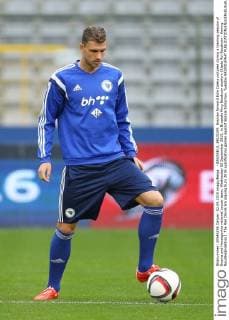 - BRUSSELS, BELGIUM: Bosnian forward Edin Dzeko pictured during a training session of Bosnia and Herzegovina national soccer team, Wednesday 02 September 2015, in Brussels King Baudouin stadium (Stade Roi Baudouin - Koning Boudewijnsatdion). The Red Devils are playing Euro 2016 qualification games against Bosnia tomorrow. Tuesday BRUNOxFAHY  x04692372x