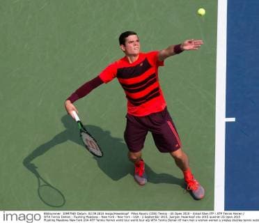 Milos Raonic (CAN) Tennis - US Open 2015 - Grand Slam ITF ATP Tennis Herren WTA Tennis Damen - Flushing Meadows - New York - New York - USA - 2 September 2015. Juergen Hasenkopf