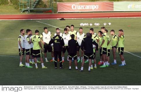 Aktuell Fußball, EM Quali, Training Spanien Spanish national team Nationalteam training session. In this picture, Vicente Del Bosque and the squad. xBEATRIZxGUZMANx 