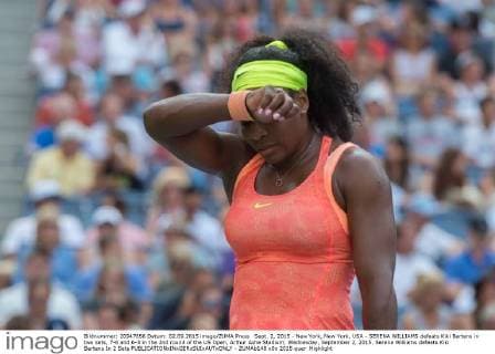 Sept. 2, 2015 - New York, New York, USA - SERENA WILLIAMS defeats Kiki Bertens in two sets, 7-6 and 6-3 in the 2nd round of the US Open, Arthur Ashe Stadium, Wednesday, September 2, 2015. Serena Williams defeats Kiki Bertens In 2 Sets - ZUMAb148