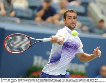 (150903) -- NEW YORK, Sept. 2, 2015 -- Marin Cilic of Croatia returns a ball during his men s singles second round match against Evgeny Donskoy of Russia at the 2015 U.S. Open in New York, the United States, Sept. 2, 2015. Cilic won 3-0 to enter the next round. ) (SP)US-NEW YORK-TENNIS-US OPEN-MEN S SINGLES-SECOND ROUND BaoxDandan 