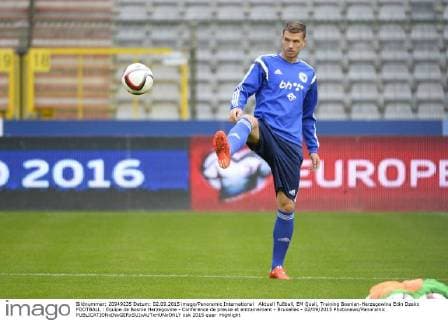 Aktuell Fußball, EM Quali, Training Bosnien-Herzegowina Edin Dzeko FOOTBALL : Equipe de Bosnie Herzegovine - Conference de presse et entrainement - Bruxelles - 02 09 2015 Photonews Panoramic 