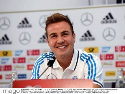 03.09.2015, xhbx, Fussball International, Deutsche Fussball Nationalmannschaft DFB Training und Pressekonferenz, v.l. Mario Goetze (Spieler Deutsche Fussball Nationalmannschaft DFB)