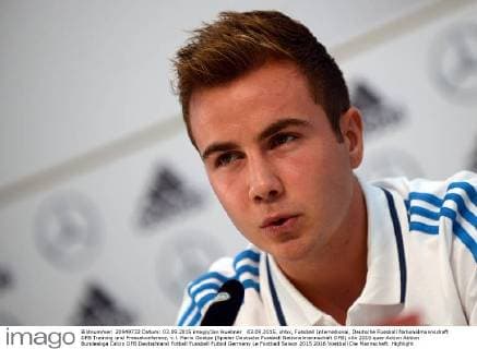 03.09.2015, xhbx, Fussball International, Deutsche Fussball Nationalmannschaft DFB Training und Pressekonferenz, v.l. Mario Goetze (Spieler Deutsche Fussball Nationalmannschaft DFB)