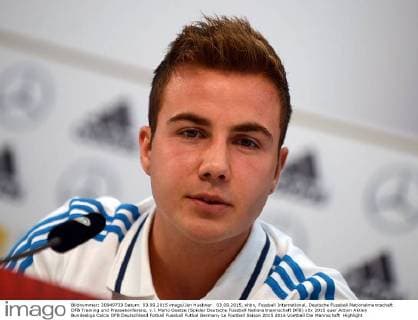 03.09.2015, xhbx, Fussball International, Deutsche Fussball Nationalmannschaft DFB Training und Pressekonferenz, v.l. Mario Goetze (Spieler Deutsche Fussball Nationalmannschaft DFB)