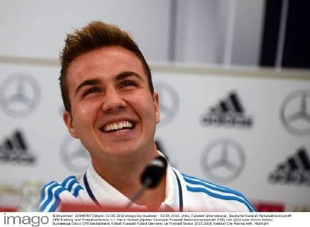 03.09.2015, xhbx, Fussball International, Deutsche Fussball Nationalmannschaft DFB Training und Pressekonferenz, v.l. Mario Goetze (Spieler Deutsche Fussball Nationalmannschaft DFB)