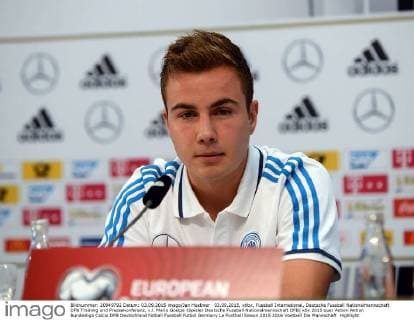 03.09.2015, xhbx, Fussball International, Deutsche Fussball Nationalmannschaft DFB Training und Pressekonferenz, v.l. Mario Goetze (Spieler Deutsche Fussball Nationalmannschaft DFB)