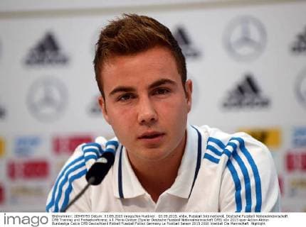 03.09.2015, xhbx, Fussball International, Deutsche Fussball Nationalmannschaft DFB Training und Pressekonferenz, v.l. Mario Goetze (Spieler Deutsche Fussball Nationalmannschaft DFB)
