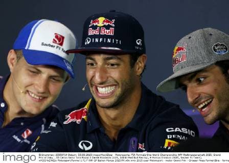 Motorsports: FIA Formula One World Championship WM Weltmeisterschaft 2015, Grand Prix of Italy, , 55 Carlos Sainz Toro Rosso 3 Daniel Ricciardo (AUS, Infiniti Red Bull Racing), 9 Marcus Ericsson (SWE, Sauber F1 Team), xHOCHxZWEIx