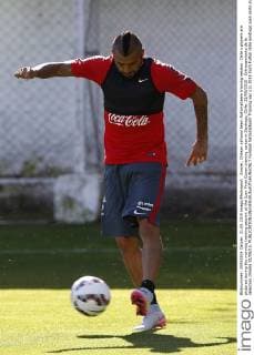 Soccer, Chilean national team Nationalteam training session. Chile s players are pictured during the morning training session at the Juan Pinto Duran training center in Santiago, Chile. 31 08 2015 - Entrenamiento de la seleccion chilena 31 08 15. 