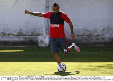 Soccer, Chilean national team Nationalteam training session. Chile s players are pictured during the morning training session at the Juan Pinto Duran training center in Santiago, Chile. 31 08 2015 - Entrenamiento de la seleccion chilena 31 08 15. 