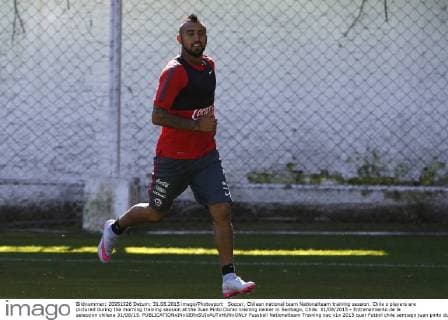 Soccer, Chilean national team Nationalteam training session. Chile s players are pictured during the morning training session at the Juan Pinto Duran training center in Santiago, Chile. 31 08 2015 - Entrenamiento de la seleccion chilena 31 08 15. 