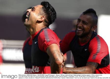 Soccer, Chilean national team Nationalteam training session. Chile s players are pictured during the morning training session at the Juan Pinto Duran training center in Santiago, Chile. 31 08 2015 - Entrenamiento de la seleccion chilena 31 08 15. 