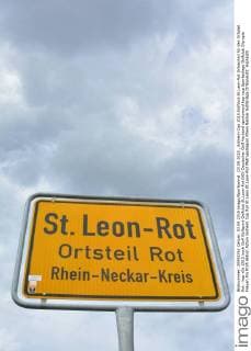 03.09.2015 , Solheim Cup 2015,Golfclub St.Leon-Rot Ortsschild für den Ortsteil Rot - ksp