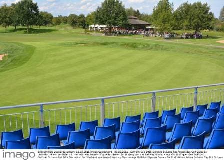 03.09.2015 , Solheim Cup 2015,Golfclub St.Leon-Rot Anlage des Golf Clubs St. Leon-Rot. Green zur Bahn 18. Hier wird der Solheim Cup entschieden. Im Hintergrund das Halfway House. - ksp