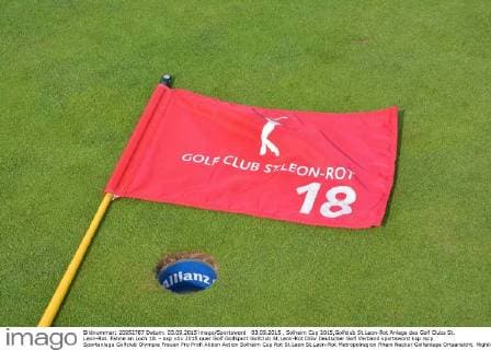 03.09.2015 , Solheim Cup 2015,Golfclub St.Leon-Rot Anlage des Golf Clubs St. Leon-Rot. Fahne an Loch 18. - ksp