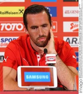 Aktuell Fußball, EM Quali, Pk Nationalmannschaft Österreich SOCCER - UEFA EURO EM Europameisterschaft Fussball 2016 quali, AUT vs MDA, preview VIENNA,AUSTRIA,04.SEP.15 - SOCCER - UEFA European Championship EM Europameisterschaft 2016, European Qualifiers, OEFB international match Länderspiel Austria vs Moldova, preview, press conference PK Pressekonferenz of team AUT. Image shows Christian Fuchs (AUT). GEPAxpictures xChristianxOrt