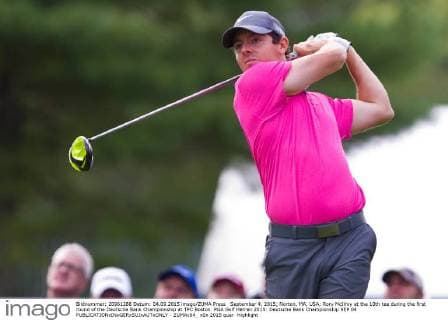 September 4, 2015; Norton, MA, USA; Rory McIlroy at the 10th tee during the first round of the Deutsche Bank Championship at TPC Boston. PGA Golf Herren 2015: Deutsche Bank Championship SEP 04 - ZUMAc04_
