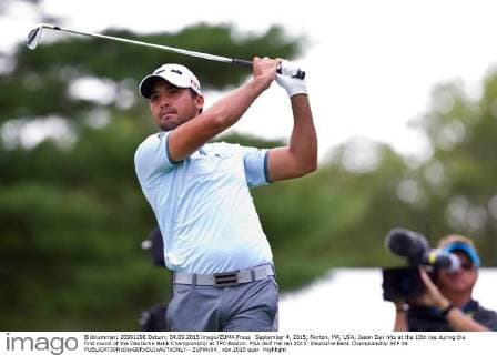 September 4, 2015; Norton, MA, USA; Jason Day hits at the 10th tee during the first round of the Deutsche Bank Championship at TPC Boston. PGA Golf Herren 2015: Deutsche Bank Championship SEP 04 - ZUMAc04_