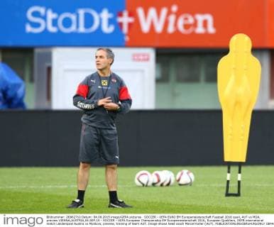 SOCCER - UEFA EURO EM Europameisterschaft Fussball 2016 quali, AUT vs MDA, preview VIENNA,AUSTRIA,04.SEP.15 - SOCCER - UEFA European Championship EM Europameisterschaft 2016, European Qualifiers, OEFB international match Länderspiel Austria vs Moldova, preview, training of team AUT. Image shows head coach Marcel Koller (AUT). GEPAxpictures xChristianxOrt