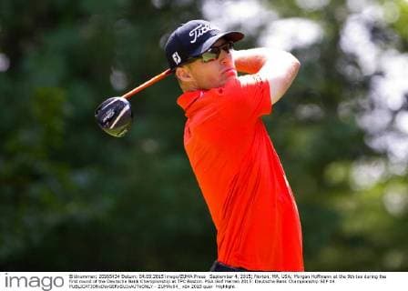 September 4, 2015; Norton, MA, USA; Morgan Hoffmann at the 9th tee during the first round of the Deutsche Bank Championship at TPC Boston. PGA Golf Herren 2015: Deutsche Bank Championship SEP 04 - ZUMAc04_