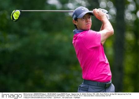 September 4, 2015; Norton, MA, USA; Rory McIlroy at the 9th tee during the first round of the Deutsche Bank Championship at TPC Boston. PGA Golf Herren 2015: Deutsche Bank Championship SEP 04 - ZUMAc04_