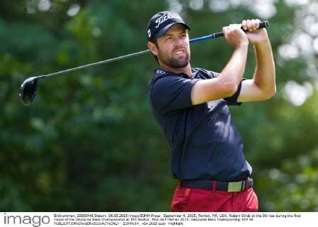 September 4, 2015; Norton, MA, USA; Robert Streb at the 9th tee during the first round of the Deutsche Bank Championship at TPC Boston. PGA Golf Herren 2015: Deutsche Bank Championship SEP 04 - ZUMAc04_