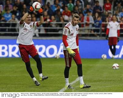 Spanish national team Nationalteam training session. In this picture, Iker Casillas and David De Gea. xPABLOGARCIAx 
