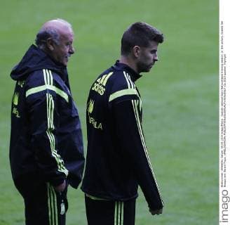 Spanish national team Nationalteam training session. In this picture, Vicente Del Bosque and Gerard Pique. xPABLOGARCIAx 
