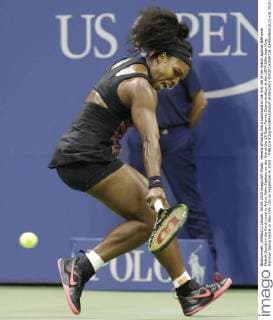 Serena Williams hits a backhand in the first set of her match against Bethanie Mattek-Sands in the third round in Arthur Ashe Stadium on day five at the US Open Tennis Championships at the USTA Billie Jean King National Tennis Center in New York City on September 4, 2015. .  NYP20150904118 JOHNxANGELILLO