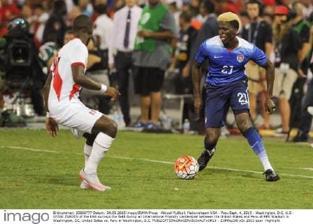Aktuell Fußball, Nationalteam USA - Peru Sept. 4, 2015 - Washington, D.C, U.S - GYASI ZARDES of the USA surveys the field during an International Friendly Länderspiel between the United States and Peru at RFK Stadium in Washington, DC. United Sates vs. Peru in Washington, D.C. - ZUMAg196