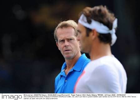 Roger Federer (SUI) Stefan Edberg TENNIS : US Open 2015 - 04 09 2015 TennisMagazine Panoramic 