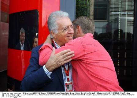 Italian Grand Prix, Monza 3 - 6 September 2015 05.09.2015 - Free Practice 3, Piero Ferrari (ITA) Vice-President Ferrari and Lapo Elkan 