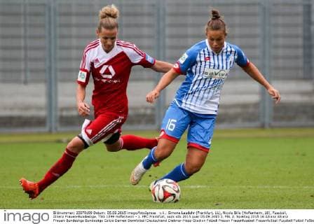v.li.: Simone Laudehr (Frankfurt, 11), Nicole Billa (Hoffenheim, 16), Fussball, Allianz Frauen-Bundesliga, TSG 1899 Hoffenheim - 1. FFC Frankfurt, xozx