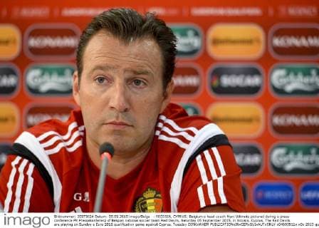- NICOSIA, CYPRUS: Belgium s head coach Marc Wilmots pictured during a press conference PK Pressekonferenz of Belgian national soccer team Red Devils, Saturday 05 September 2015, in Nicosia, Cyprus. The Red Devils are playing on Sunday a Euro 2016 qualification game against Cyprus. Tuesday DIRKxWAEM  x04693911x