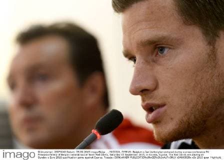 - NICOSIA, CYPRUS: Belgium s Jan Vertonghen pictured during a press conference PK Pressekonferenz of Belgian national soccer team Red Devils, Saturday 05 September 2015, in Nicosia, Cyprus. The Red Devils are playing on Sunday a Euro 2016 qualification game against Cyprus. Tuesday DIRKxWAEM  x04693938x